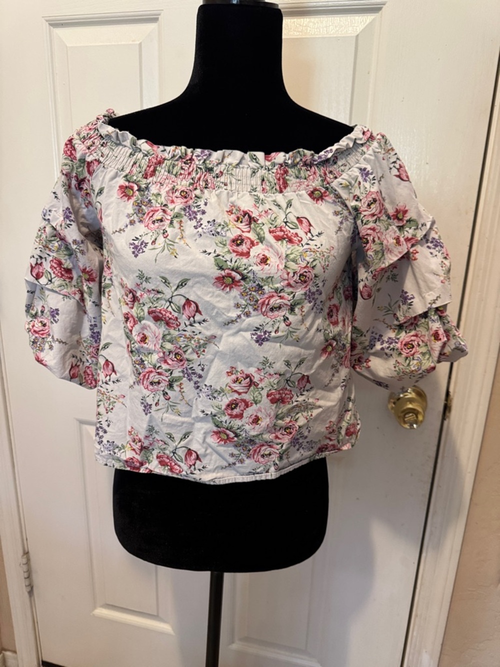 Haute Monde Floral Off-Shoulder Ruffle Top